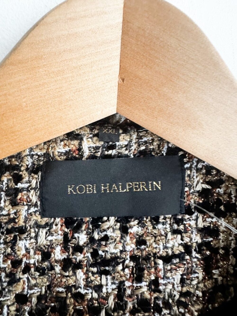 Kobi Halperin Brown Black Tweed Blazer XL - Picture 3 of 9